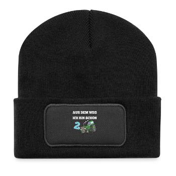 Aus dem Weg ich bin schon 2 Kindergeburtstag - Recycelte Patch Beanie - Schwarz - Vorne