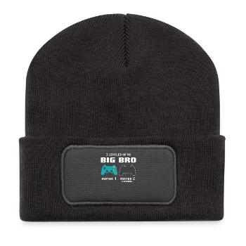 Aufleveln großen Bruder Zocken Zocker Geschenk - Recycelte Patch Beanie - Dunkelgrau - Vorne
