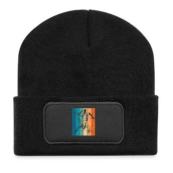 Retro Handballer Handball Vintage Geschenk - Recycelte Patch Beanie - Schwarz - Vorne