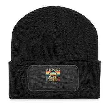 36e anniversaire Vintage 1984 Retro Vintage Gift - Beanie recyclé à patch - noir - Devant