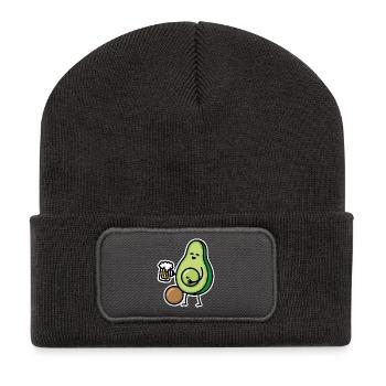 Funny avocado beer belly funny beer drinker gift - Recycled Patch Beanie - dark grey - Front