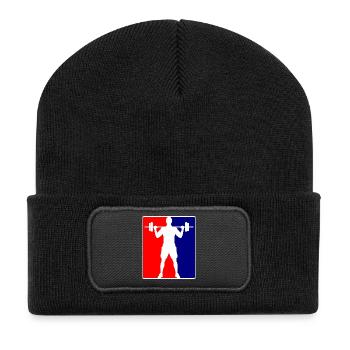 Bodybuilder Fitness-Logo - Recycelte Patch Beanie - Schwarz - Vorne