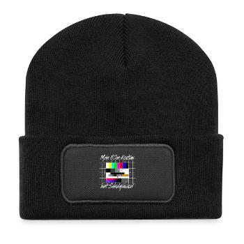 80er Jahre Kostüm Sendepause Testbild 80s Party - Recycelte Patch Beanie - Schwarz - Vorne