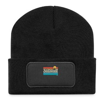 Köln Südstadt Veedel Viertel Retro Vintage Surfer - Recycelte Patch Beanie - Schwarz - Vorne