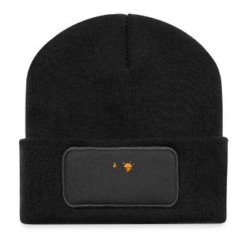 Segeln im Meer bei Sonnenuntergang - Recycelte Patch Beanie - Schwarz - Vorne