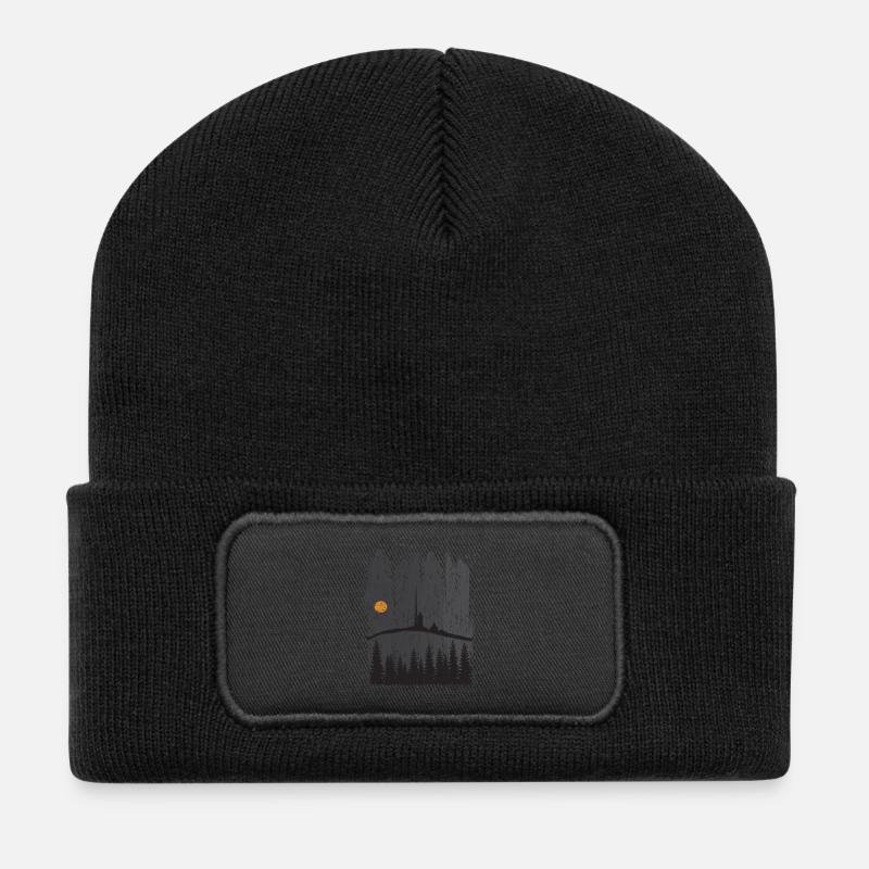 Harz Style - Brocken Wald Wandern Geschenk - Recycelte Patch Beanie - Schwarz