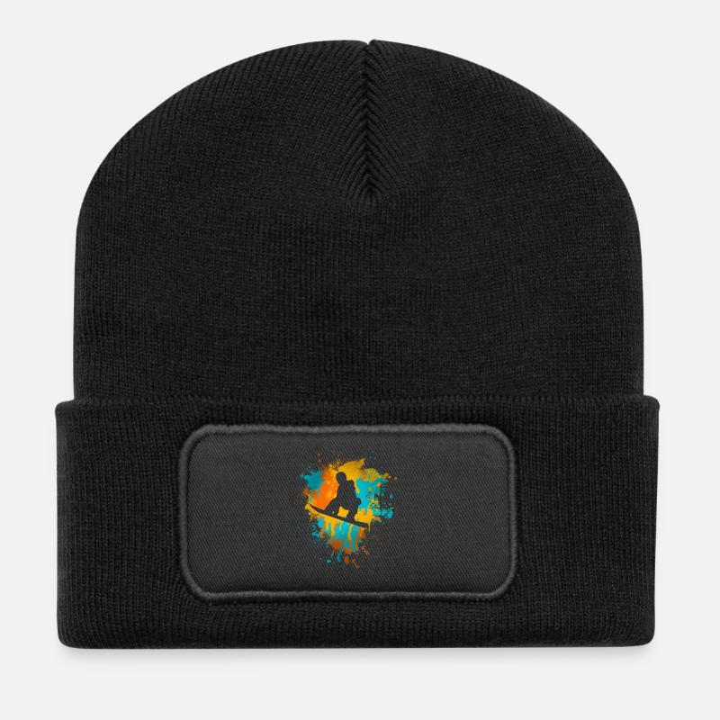 Snowboard - Recycelte Patch Beanie - Schwarz