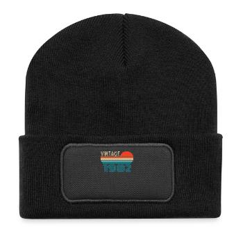 Vintage 1982 anniversaire cadeau vintage rétro - Beanie recyclé à patch - noir - Devant