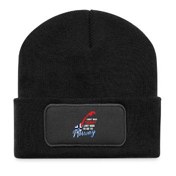 Norwegen Therapie Skandinavien Spruch Geschenk - Recycelte Patch Beanie - Schwarz - Vorne