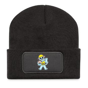 Builder cat topping house building gift - Recycled Patch Beanie - dark grey - Front