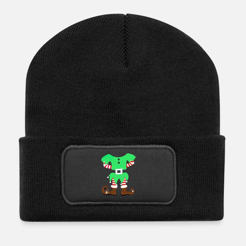 Weihnachtself Kostüm Elf - Wichtel Anzug - Recycelte Patch Beanie - Schwarz