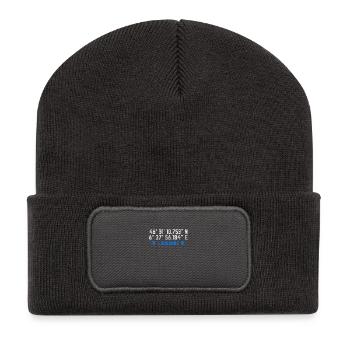 Coordonnées de Lausanne - Beanie recyclé à patch - charbon - Devant