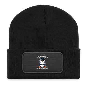 Troisième enfant joueur 3 bébé pingouin enceinte - Beanie recyclé à patch - noir - Devant