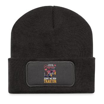 Agriculture par tracteur - Beanie recyclé à patch - charbon - Devant