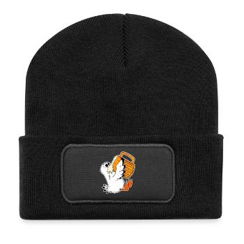 Seemöwe Bier Möwe Nordsee Norddeutschland - Recycelte Patch Beanie - Schwarz - Vorne