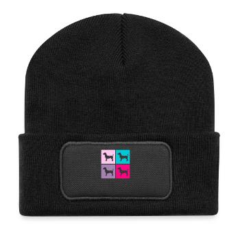 Jack Russel Hund Terrier Retro Geschenk - Recycelte Patch Beanie - Schwarz - Vorne