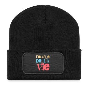 Erfahrungen und Wachstum: Schule des Lebens - Recycelte Patch Beanie - Schwarz - Vorne