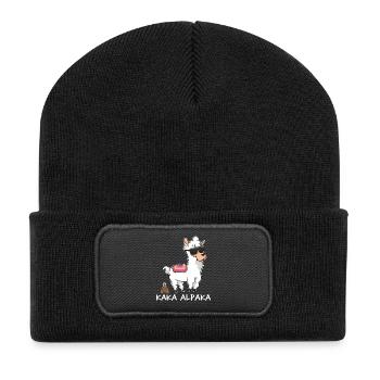 Kaka Alpaka - funny alpaca with a pile of shit - Recycled Patch Beanie - black - Front