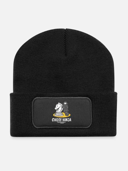Schach Schachspieler - Recycelte Patch Beanie - Schwarz