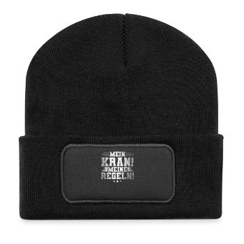 Mein Kran! Meine Regeln! - Recycelte Patch Beanie - Schwarz - Vorne