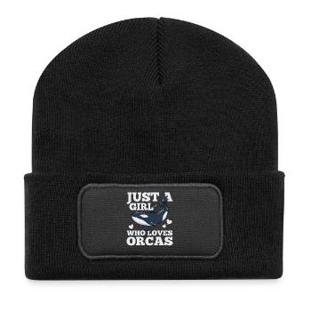 Orcas Wal Orca-Liebhaber - Recycelte Patch Beanie - Schwarz - Vorne