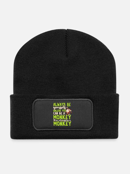 Affe - Recycelte Patch Beanie - Schwarz