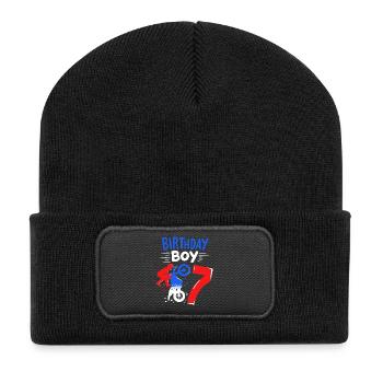 7ème anniversaire Motocross Dirt Bike - Beanie recyclé à patch - noir - Devant