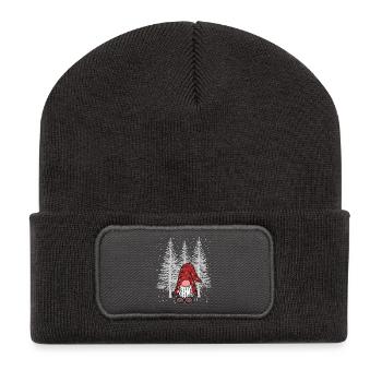 Winter Xmas Forest Gnome Dwarf Woodland Dweller Child - Recycled Patch Beanie - dark grey - Front