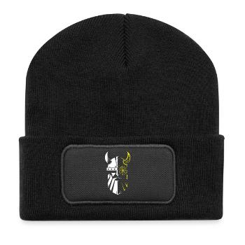 Viking Warrior and Sun Emblem - Recycled Patch Beanie - black - Front