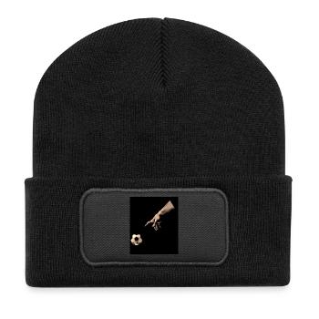 Illustration surréaliste de main et de ballons de football - Beanie recyclé à patch - noir - Devant