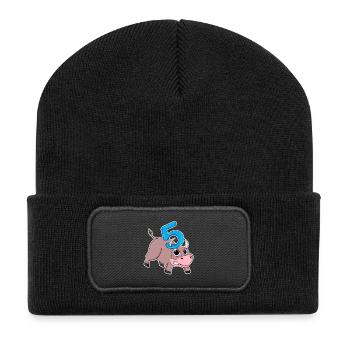 Taureau taureau d'anniversaire pour enfants de 5 ans - Beanie recyclé à patch - noir - Devant