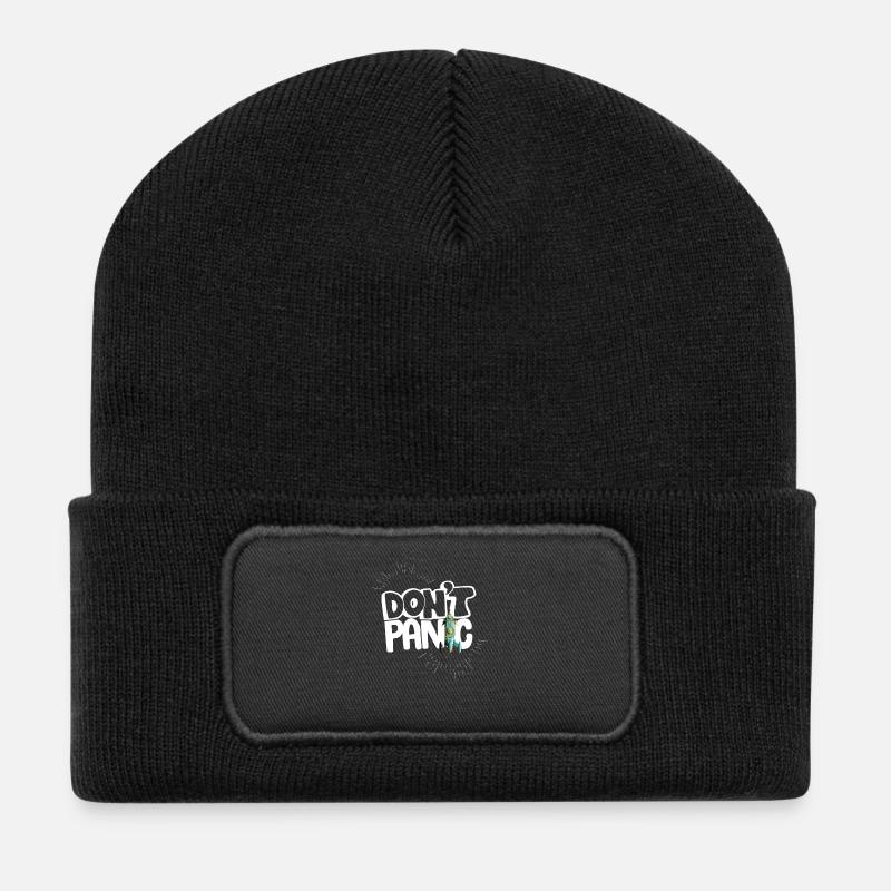 keine angst panik spruch comic rakete Humor Helfer - Recycelte Patch Beanie - Schwarz