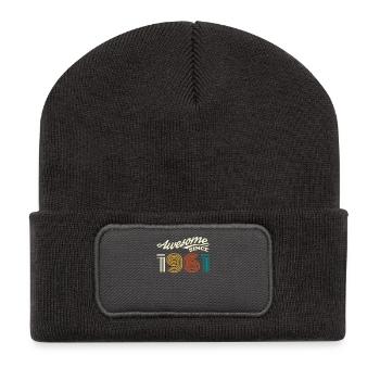 Vintage 1961 anniversaire cadeau vintage rétro - Beanie recyclé à patch - charbon - Devant