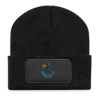 Lune de phare de baleine - Beanie recyclé à patch - noir - Devant