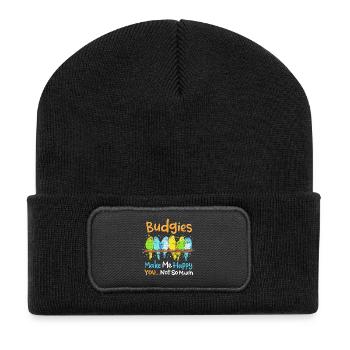 Perruches Perruches Oiseaux - Beanie recyclé à patch - noir - Devant