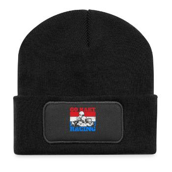 Gokart Racing Gokart Karting - Recycelte Patch Beanie - Schwarz - Vorne