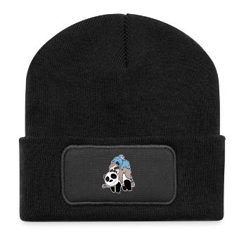 Panda sloth and koala - Recycled Patch Beanie - black - Front