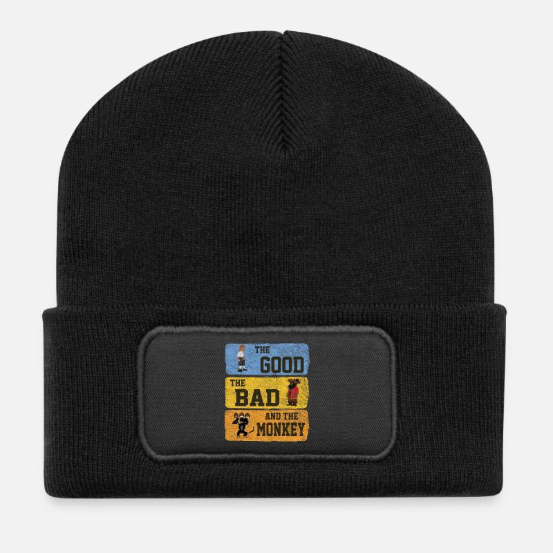 The Good The Bad The Monkey Vintage Island Geschen - Beanie recyclé à patch - noir
