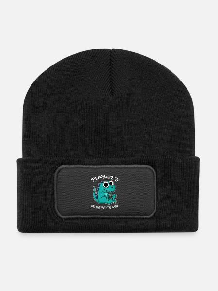 Drittes Baby Spieler 3 hat das Spiel Betreten Baby - Recycelte Patch Beanie - Schwarz