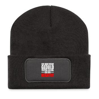 Ich Habe Meine Geduld Testen Lassen Bin Negativ - Recycelte Patch Beanie - Dunkelgrau - Vorne