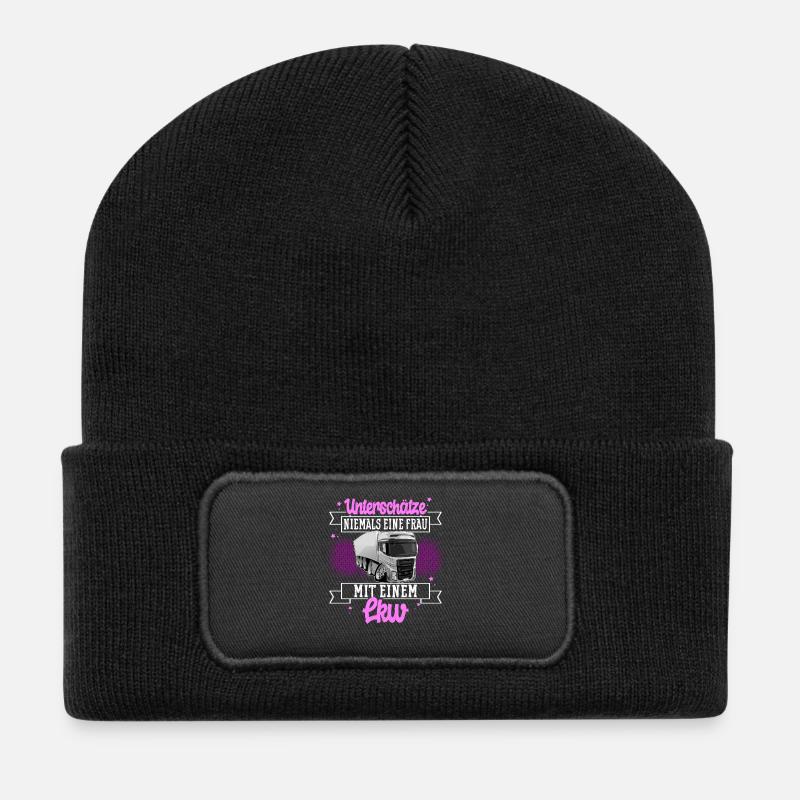 LKW FAHRERIN - Recycelte Patch Beanie - Schwarz
