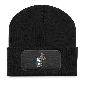 Pingouin et religion croisée - Beanie recyclé à patch - noir - Devant
