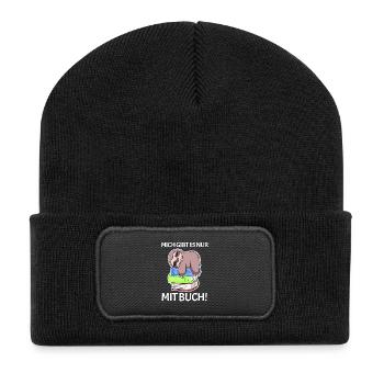 Buch Spruch Bücher lesen Leser Geschenk - Recycelte Patch Beanie - Schwarz - Vorne