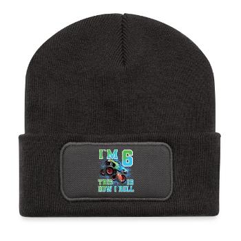 6 ans d’anniversaire Monstertruck - Beanie recyclé à patch - charbon - Devant