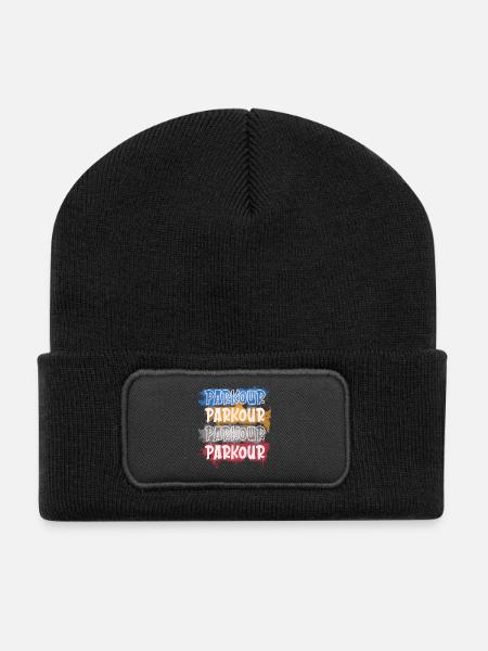 Parkour - Recycelte Patch Beanie - Schwarz