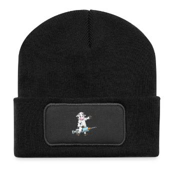 Kuh Krankenschwester Pflegealltag - Recycelte Patch Beanie - Schwarz - Vorne