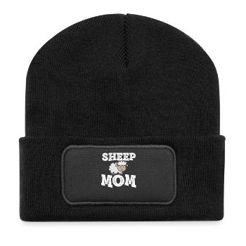 Sheep Mom - Recycelte Patch Beanie - Schwarz - Vorne