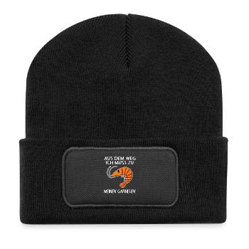 Garnele Garnelen Schrimp Meerestiere - Recycelte Patch Beanie - Schwarz - Vorne