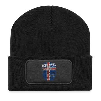 Islande Drapeau de pêche Pêche Poisson Design - Beanie recyclé à patch - noir - Devant