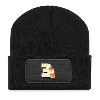 3rd Birthday Years Three Fox Boy Child Gift - Recycled Patch Beanie - black - Front